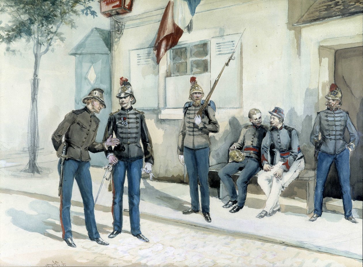 Tűzoltók a laktanya előtt 1870-ben alkotó: Unknown artist