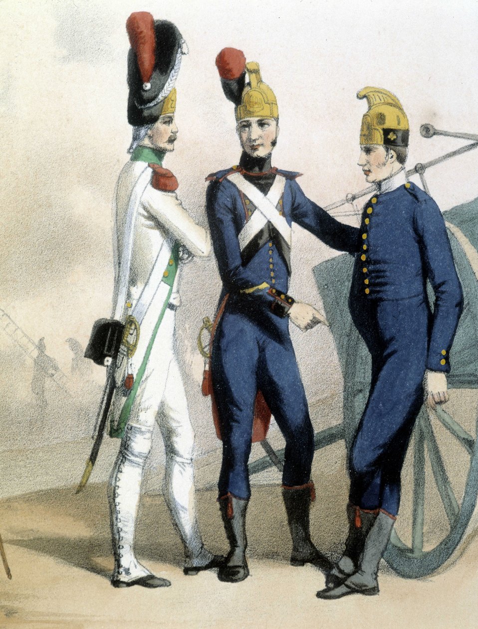 Egyenruhás tűzoltók - kb. 1850 alkotó: Unknown artist