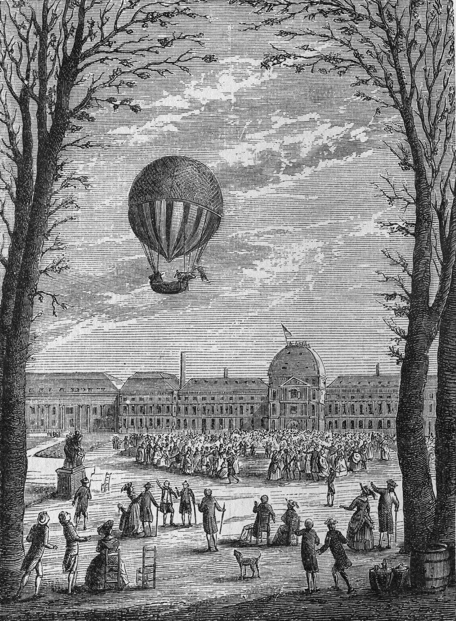 Charles és Robert első repülőútja egy hidrogéngáz-aerosztáthoz, december 1 alkotó: Unknown artist
