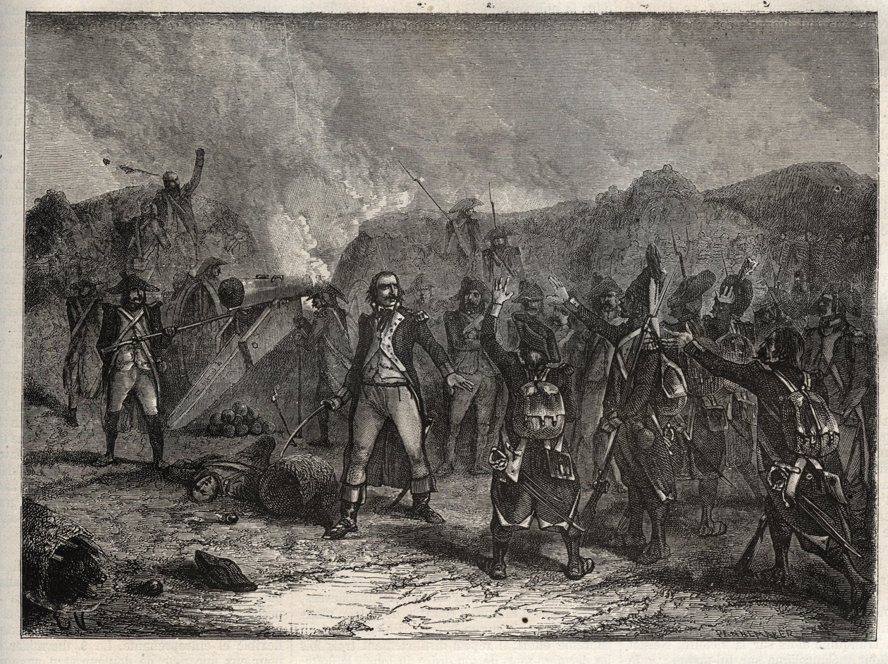Első koalíció: Antoine Guillaume (Antoine-Guillaume) Rampon ezredes (1759-1842) a montenotte-i csatában 1796. április 12-én, az olasz hadjárat során Bonaparte Napóleon francia csapatai ellen az osztrák és szardíniai seregek ellen - francia alkotó: Unknown artist
