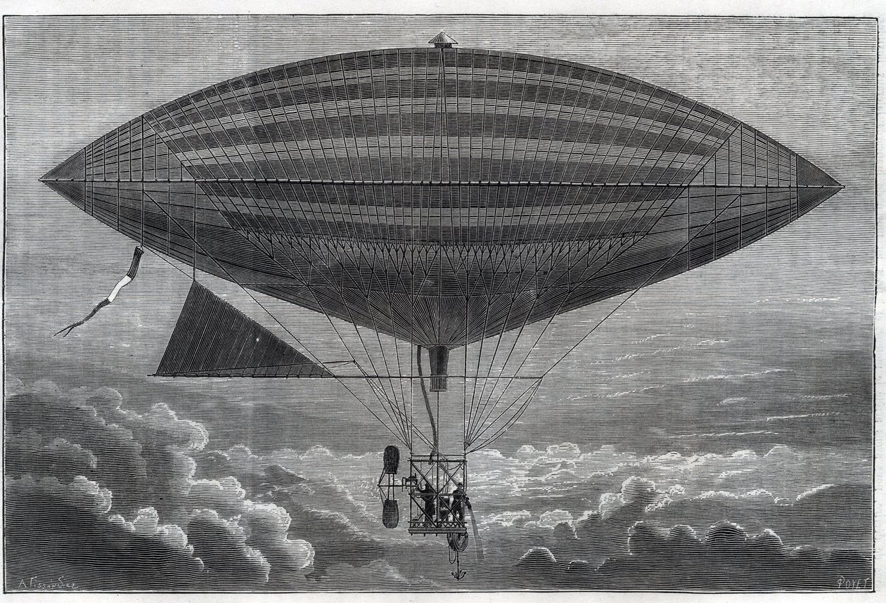 Az első elektromos aerosztát spirálra, amelyet Albert (1839-1906) és Gaston Tissandier (Tissendier) (1843-1899) francia tudós, a „La Nature” magazin szerkesztője kísérletezett október 8-án, hétfőn. alkotó: Unknown artist
