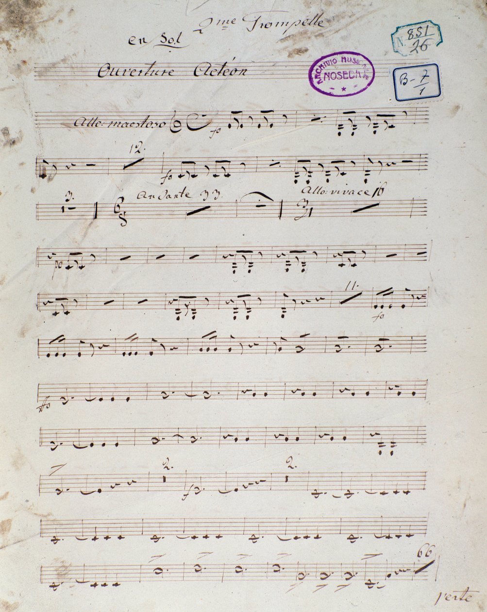 Daniel Francois Esprit Auber „Acteon” című angol operaképregényének kottájának első oldala alkotó: Unknown artist