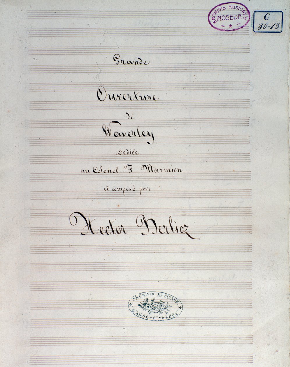 A Waverley opus 1. nyitányának első oldala, Hector Berlioz alkotó: Unknown artist
