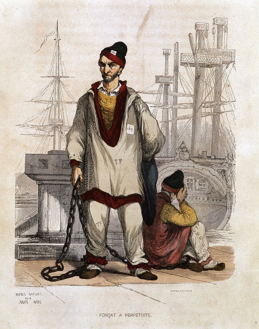 Elítélt a perityben – a „” Les Bagnes: történelem, típusok, erkölcsök, rejtély” című könyvében, Maurice Alhoy, szerk. Gustave Havard, Párizs alkotó: Unknown artist