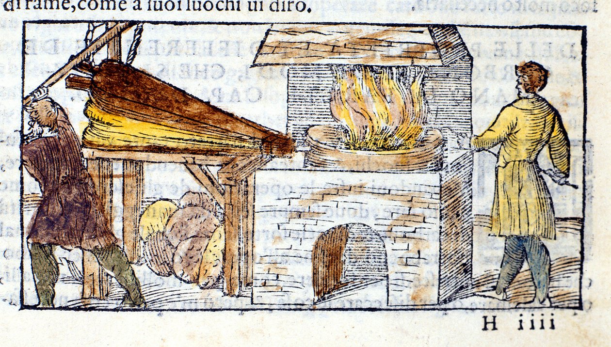Forge - a Biringuccio „Pirotechniájában”. alkotó: Unknown artist