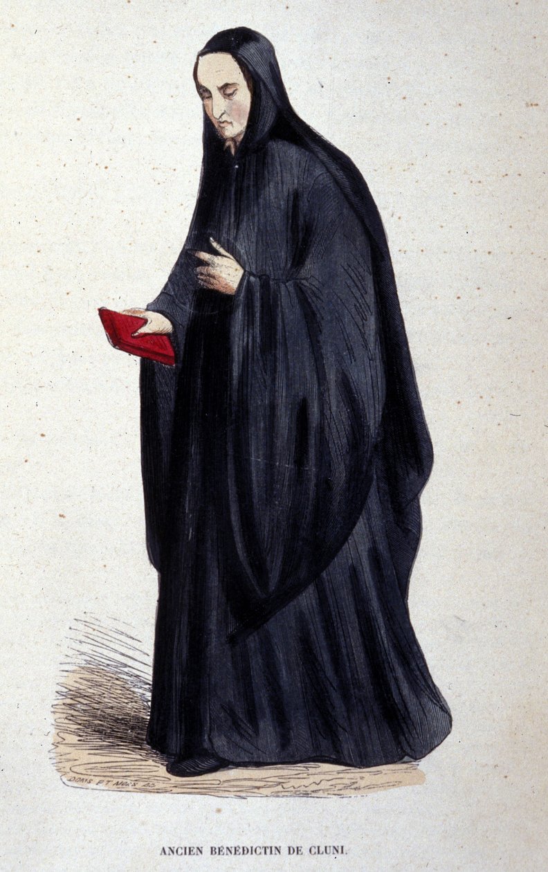 Cluny volt bencés. Metszet egy vallási rendekről szóló albumból, Párizs alkotó: Unknown artist