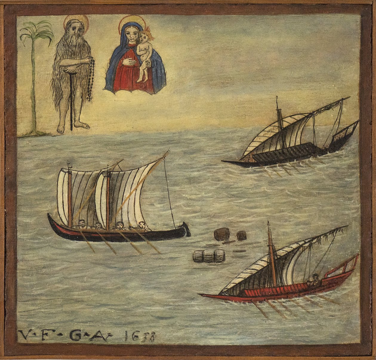 Volt voto (ex voto) tengerész, népszerű ajánlat a tengerész odaadásának és hálájának zálogaként, aki túléli a tenger veszélyeit a Carmine templomból, Torre del Grecóból, Nápoly közelében 1638 Olaszország alkotó: Unknown artist