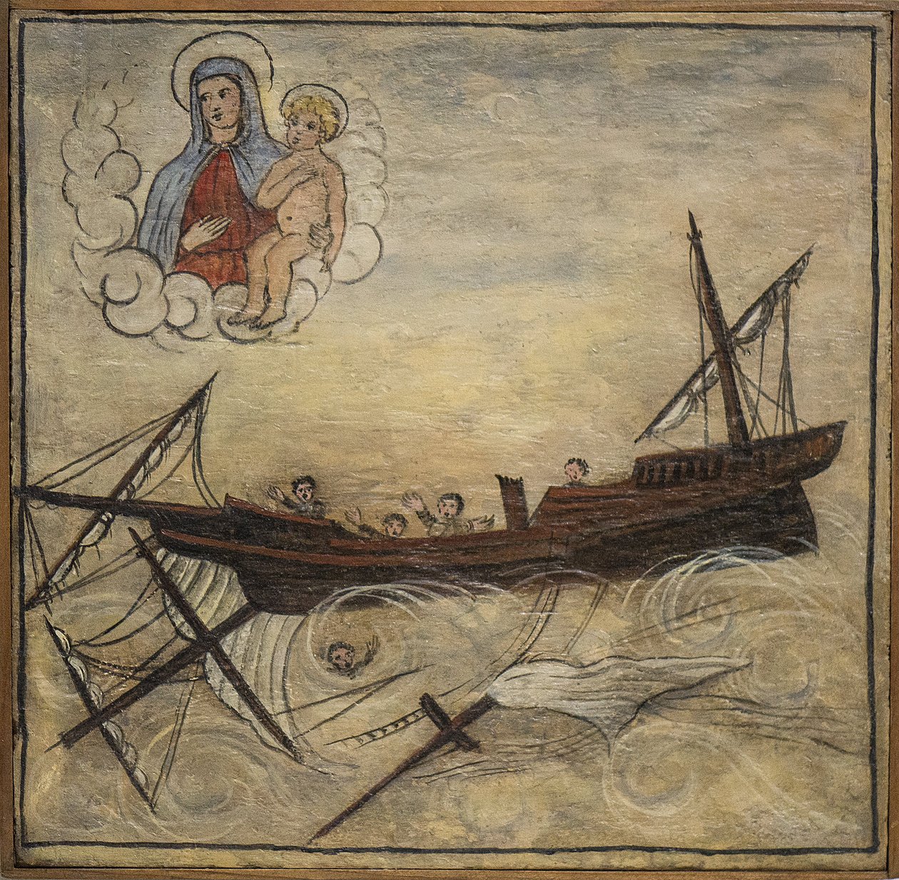 Volt voto (ex voto) tengerész, népszerű ajánlat a Nápoly melletti Carmine templomból, Torre del Grecóból érkező tengerészek odaadásának és hálájának zálogaként. alkotó: Unknown artist