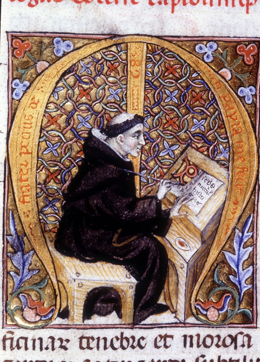 Fra Pietro di Pavia (Frere Pierre de Pavia), munkamásoló („M”). 14. századi kézirat. alkotó: Unknown artist