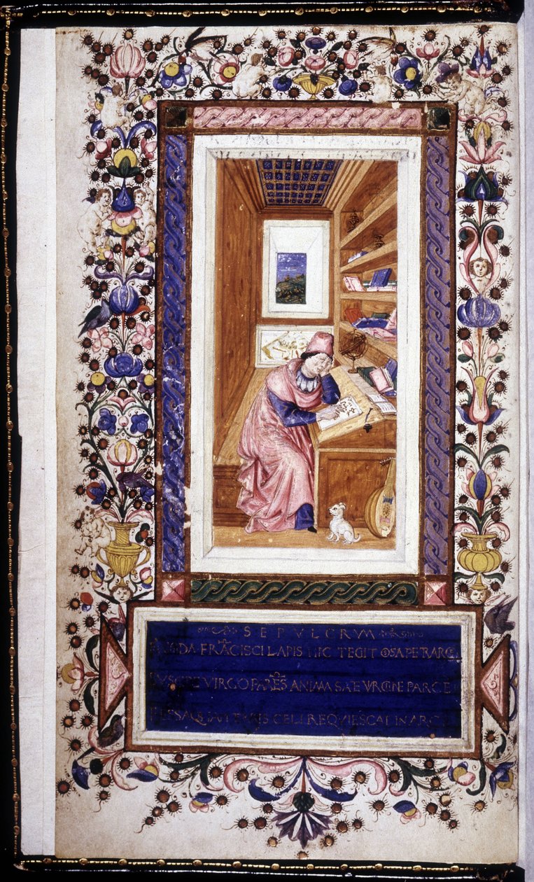 Francesco Petrarca (Petrarch) (1304 - 1374), 15. századi miniatúrák. Trivulziana Könyvtár. Milánó alkotó: Unknown artist