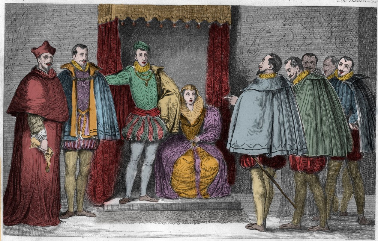 Ferenc (1544-60) azt mondja a parlamenti képviselőknek, hogy Guise hercege és a bíboros fogja irányítani az államot alkotó: Unknown artist