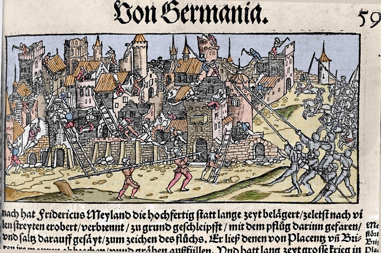 Frigyes Barbarossa A Szent Római Birodalom császára meghódította és elpusztította Milánót.1162-ben. alkotó: Unknown artist