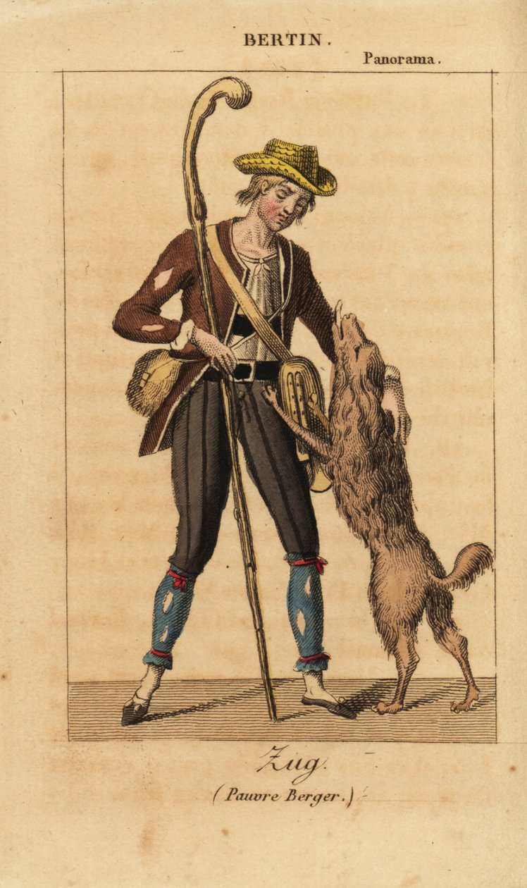 Bertin francia színész Zug szerepében Daubigny, Carmouche és Hyacinthe Pauvre Berger című történelmi melodrámájában a Theater du Panorama Dramatique-ben alkotó: Unknown artist