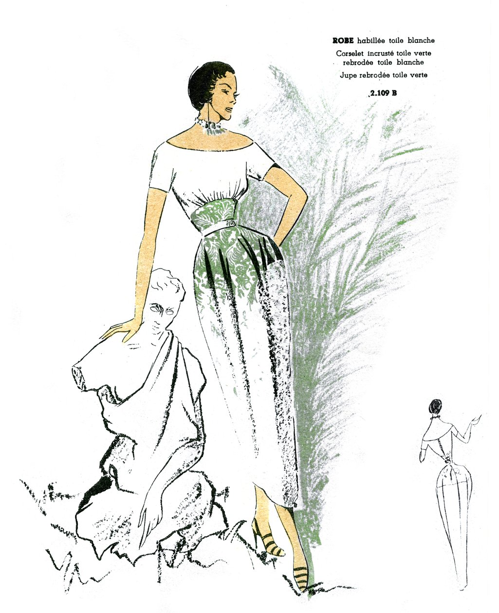 Francia divat, hímzett ruhakialakítás. alkotó: Unknown artist