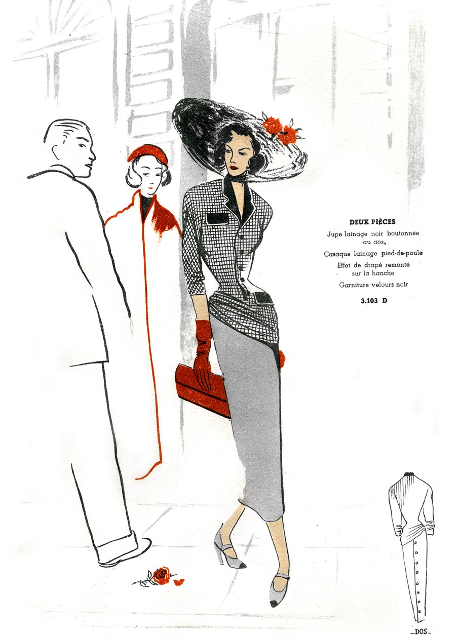 Francia divat, kétrészes ruhakialakítás. alkotó: Unknown artist