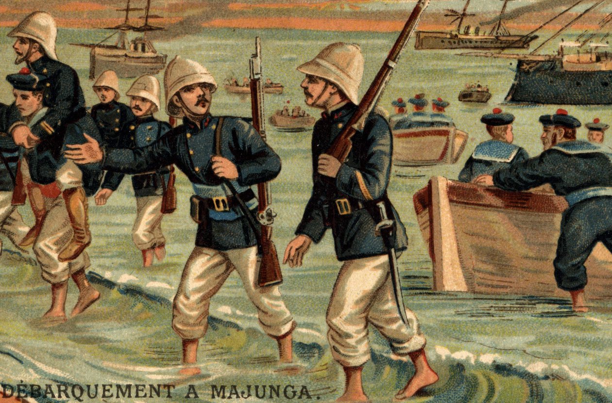 A francia csapatok 1895-ben partra szálltak a madagaszkári Majungában alkotó: Unknown artist