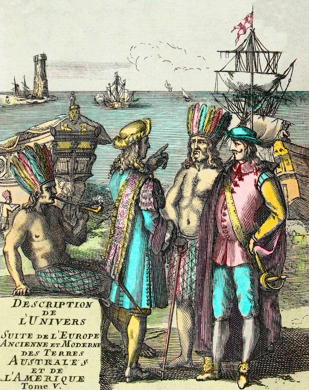 Alain Manesson Mallet (1630-1706) „Az ókori és újkori Európa, déli vidékek és Amerika Univerzum-szvitjének leírása” V. kötetének előképe alkotó: Unknown artist