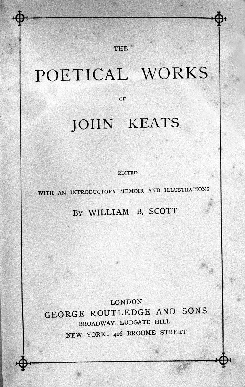 John Keats (1795-1821) költő „költői művek” frontispice 19. század alkotó: Unknown artist