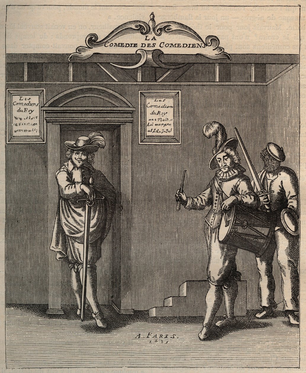 Georges de Scudery „A komikusok vígjátéka, az új találmány költeménye” frontispice - 1635 alkotó: Unknown artist