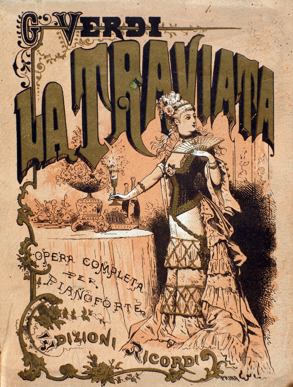 Giuseppe Verdi (1813-1901) „La Traviata” című operájának partitúrájának frontképe 19. századi magángyűjtemény alkotó: Unknown artist