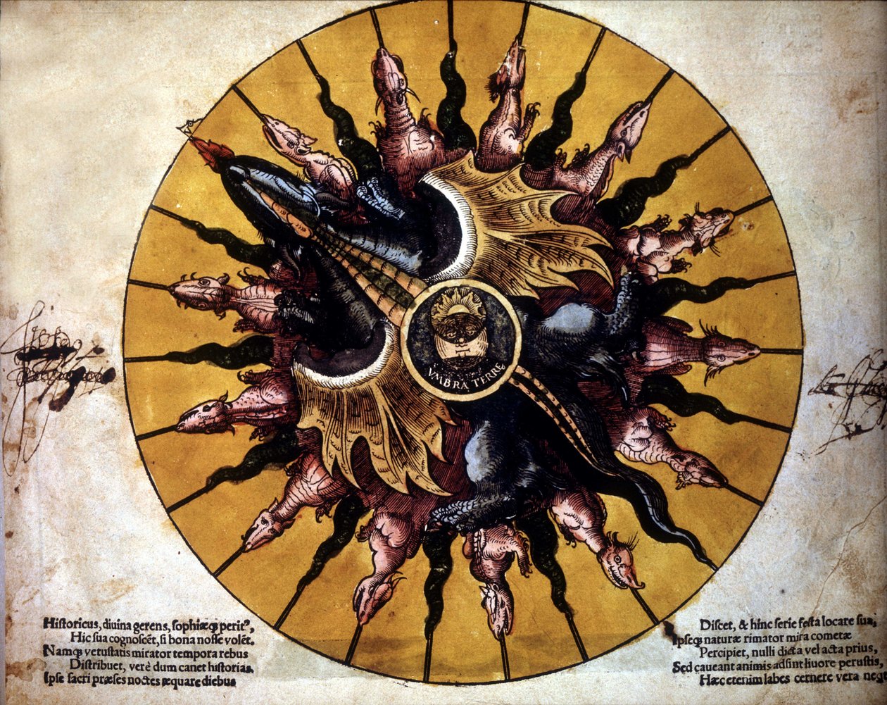 Napot ábrázoló homlokzat – P. Apiano Ptolemeus elméletével foglalkozó csillagászati értekezésében, az „Astronomicum Caesarium”-ban. alkotó: Unknown artist