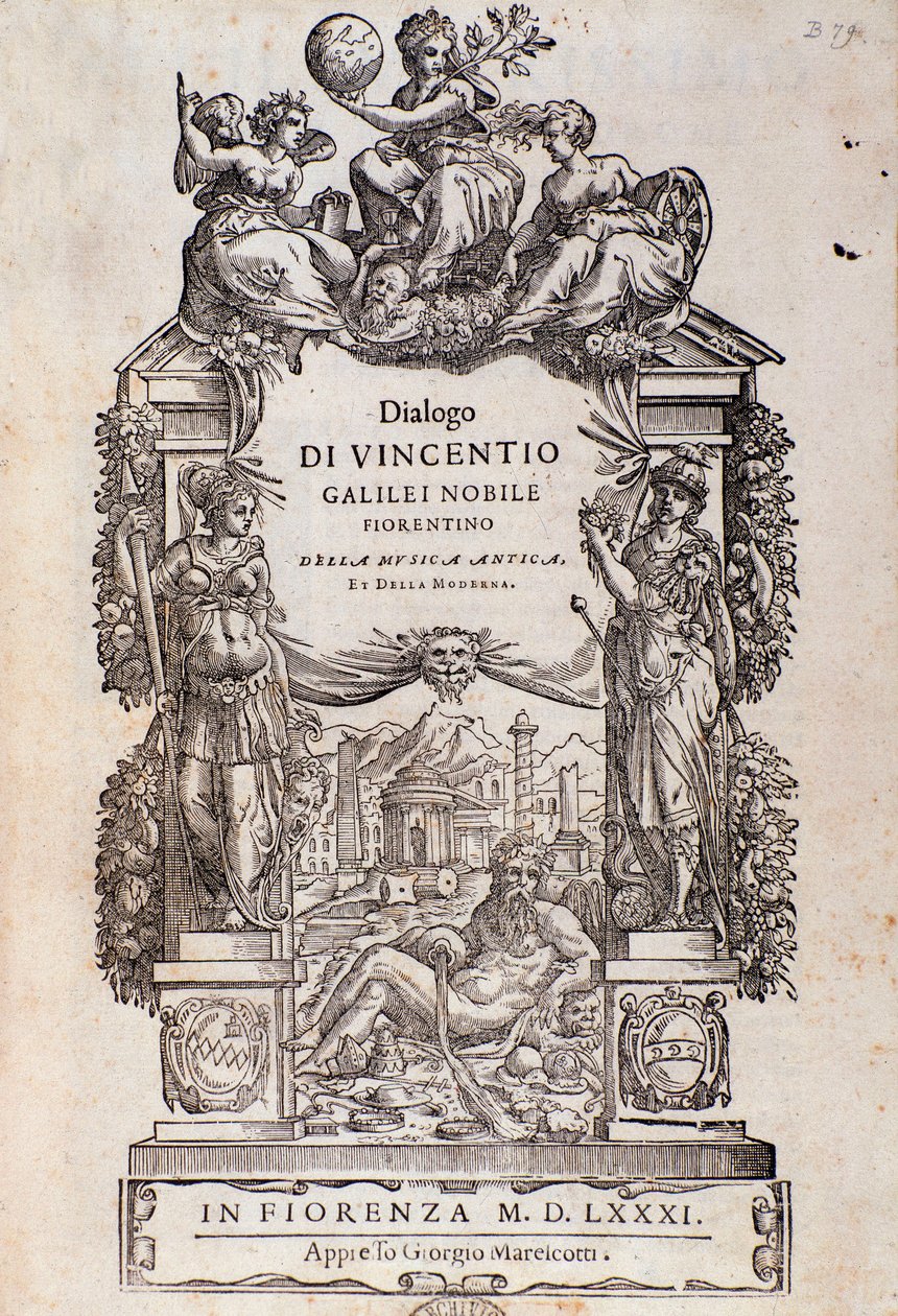 Vincenzo Galilei ókori és modern zenéjének dialógusának homlokzata alkotó: Unknown artist