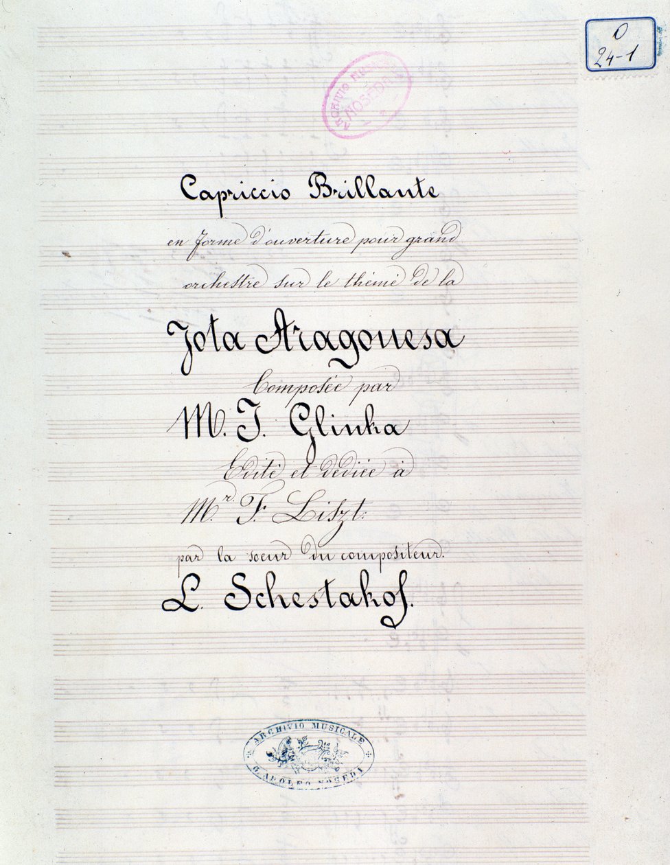 A Capriccio előképe Jota Aragonese (1. spanyol nyitány) témájában briliáns, Mikhail Glinka alkotó: Unknown artist