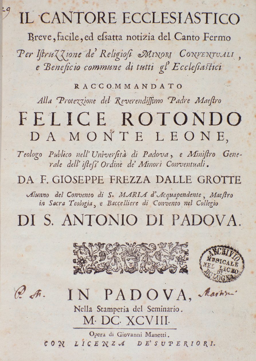 Az Il cantore ecclesiastico előképe, Giuseppe Frezza dalle Grotte alkotó: Unknown artist