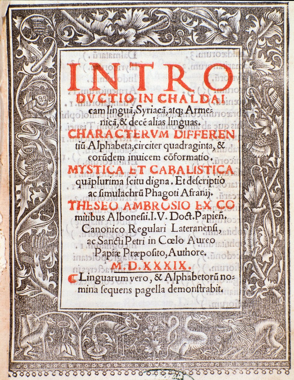 Theseus Ambrosius Albonesius bevezetőjének frontképe alkotó: Unknown artist