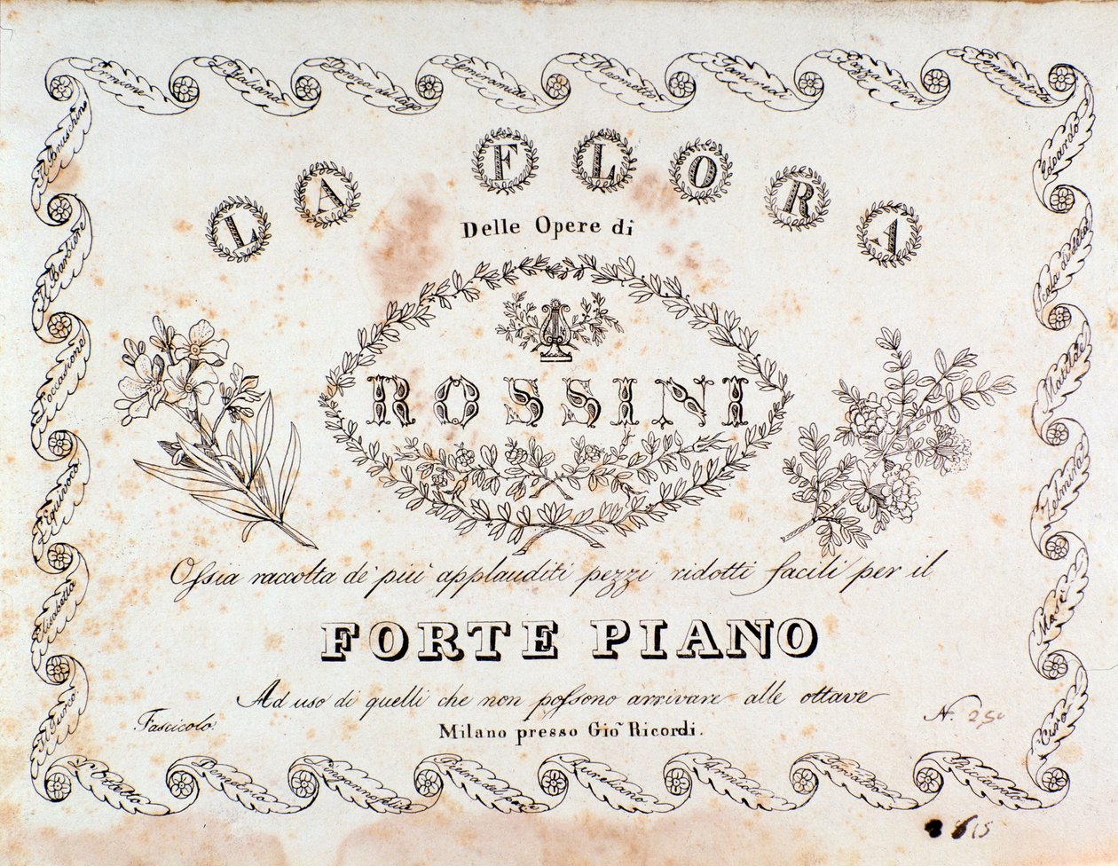 Gioacchino Rossini La flora kompendiumának előképe (fortepiano változatban) a leghíresebb darabokból alkotó: Unknown artist
