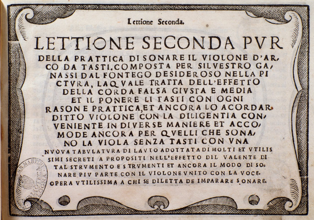 Silvestro Ganassi, a Fontego-tól a Second Lettione előlapja alkotó: Unknown artist