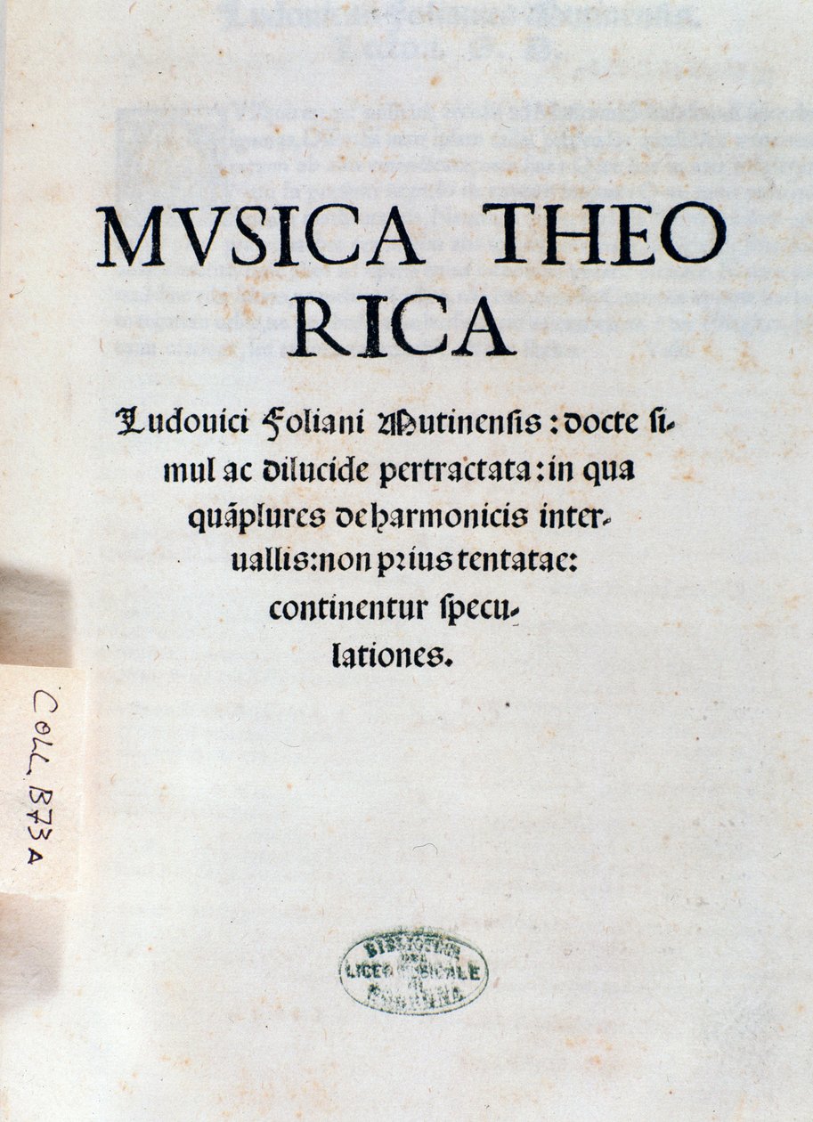 Ludovico Foliani Musica Theorica frontképe (metszet alkotó: Unknown artist
