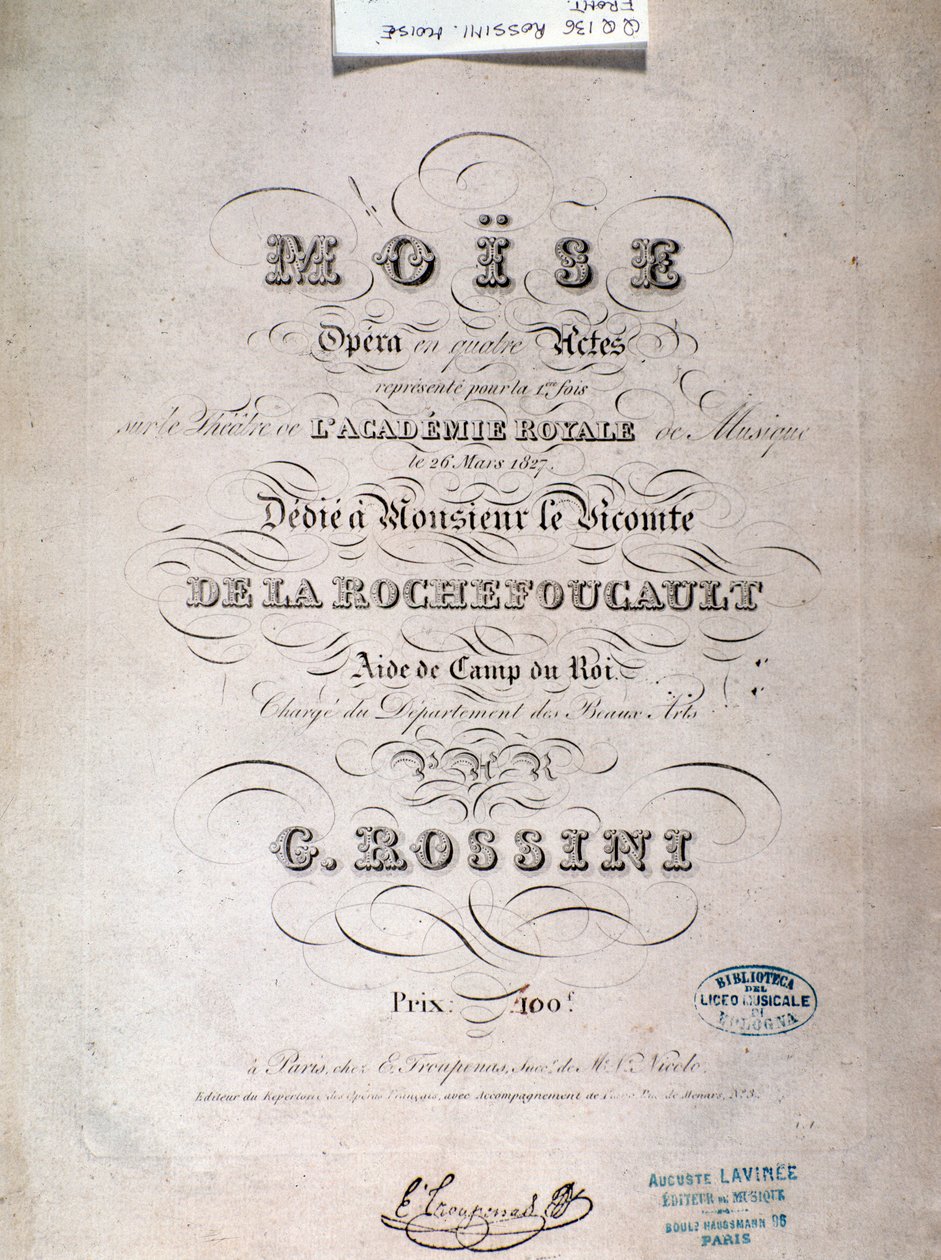 Gioacchino Rossini Mózes Egyiptomban című zenéjének frontképe alkotó: Unknown artist