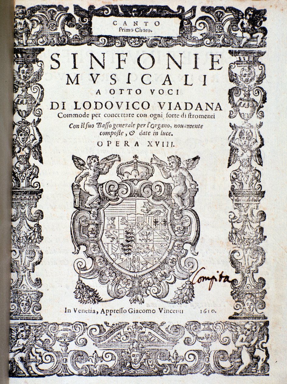 Ludovico Viadana szimfóniáinak zenei partitúrájának előképe alkotó: Unknown artist