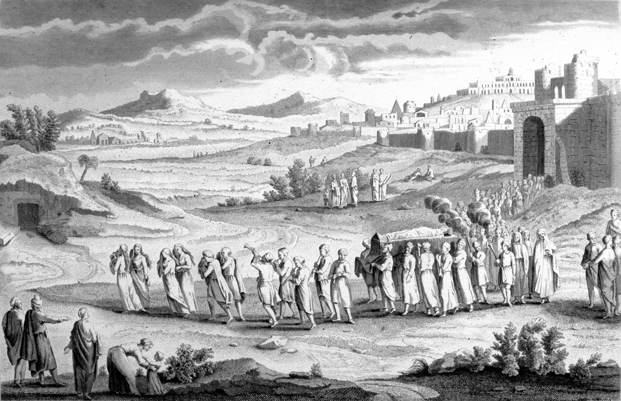 Temetés héber szertartás szerint. 19. századi metszet. alkotó: Unknown artist