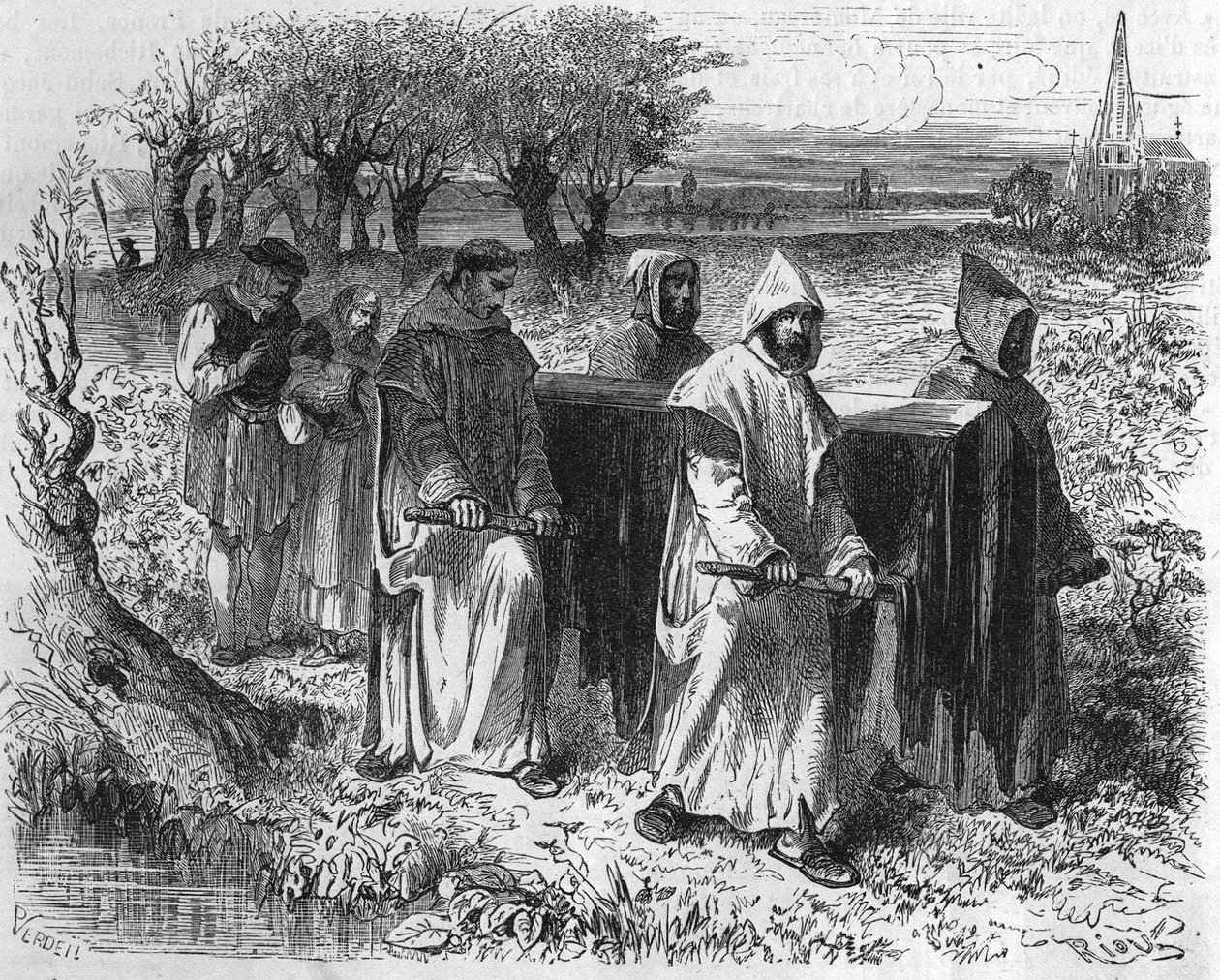Baviere Isabeau (Isabelle, Elisabeth), francia királynő (1371-1435) temetése. századi metszet. alkotó: Unknown artist