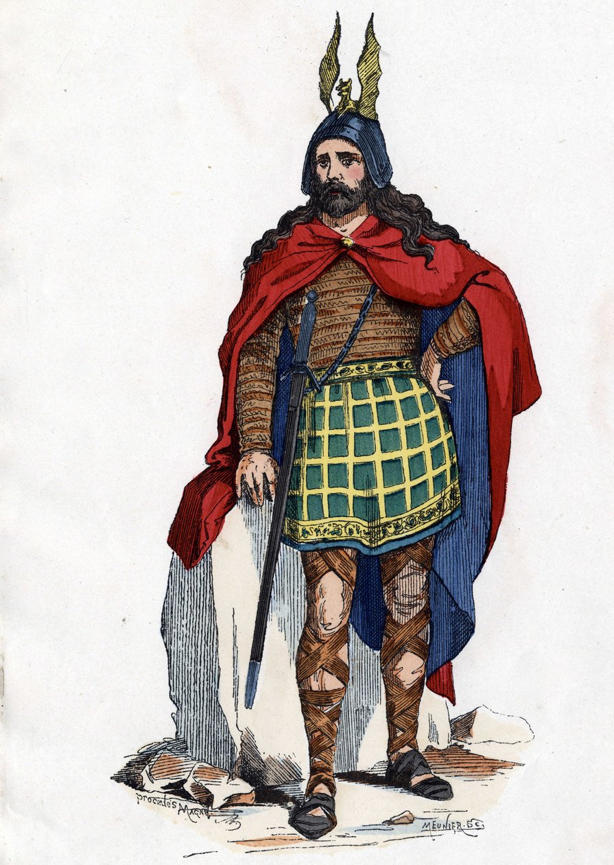 Gall vezető a római uralom alatt - „A franciák polgári és katonai viselete az évszázadok során Paris F. Roy 1882”. alkotó: Unknown artist