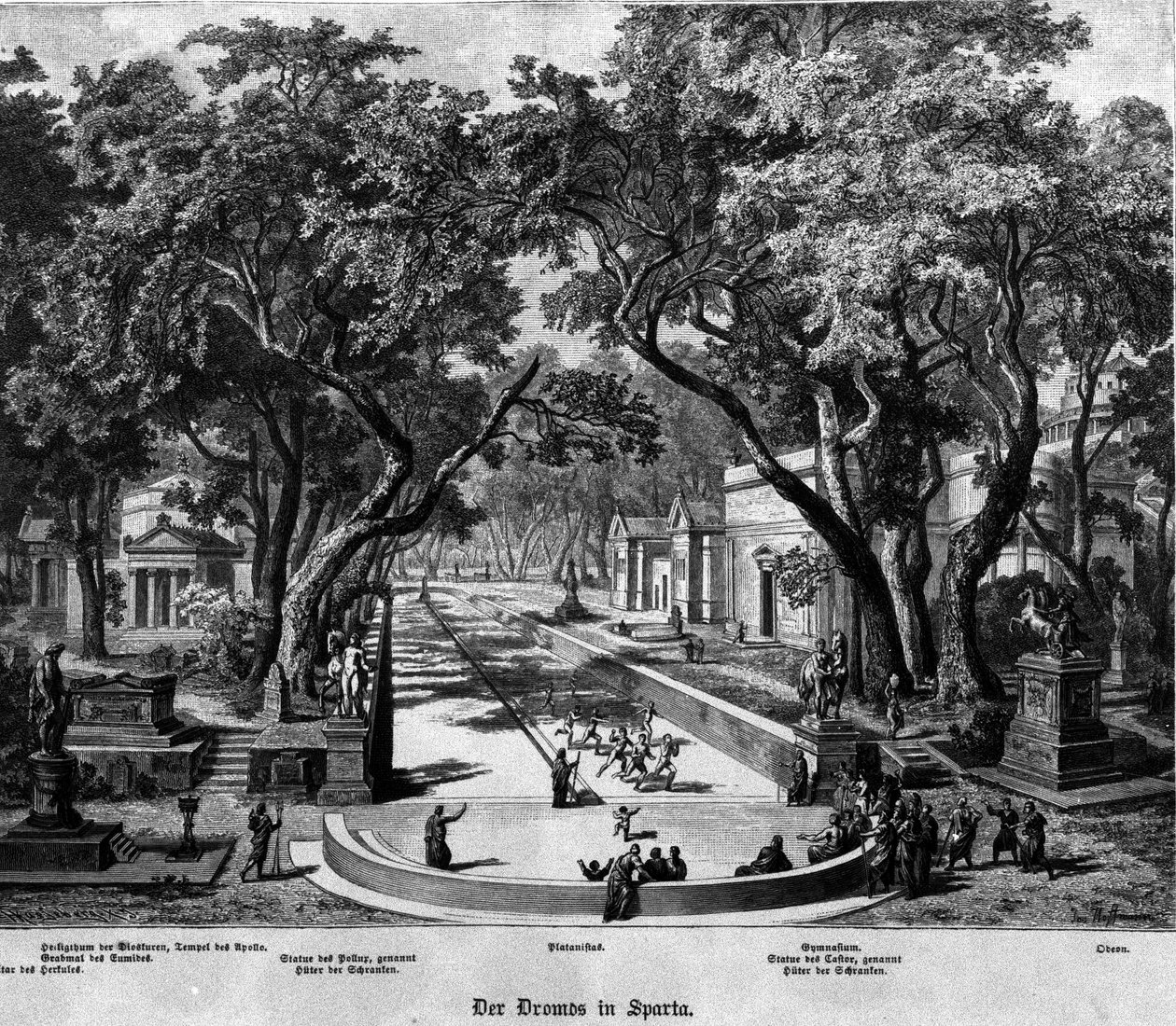 Játékok Spártában (Görögország) az ókorban. 19. századi metszet. alkotó: Unknown artist