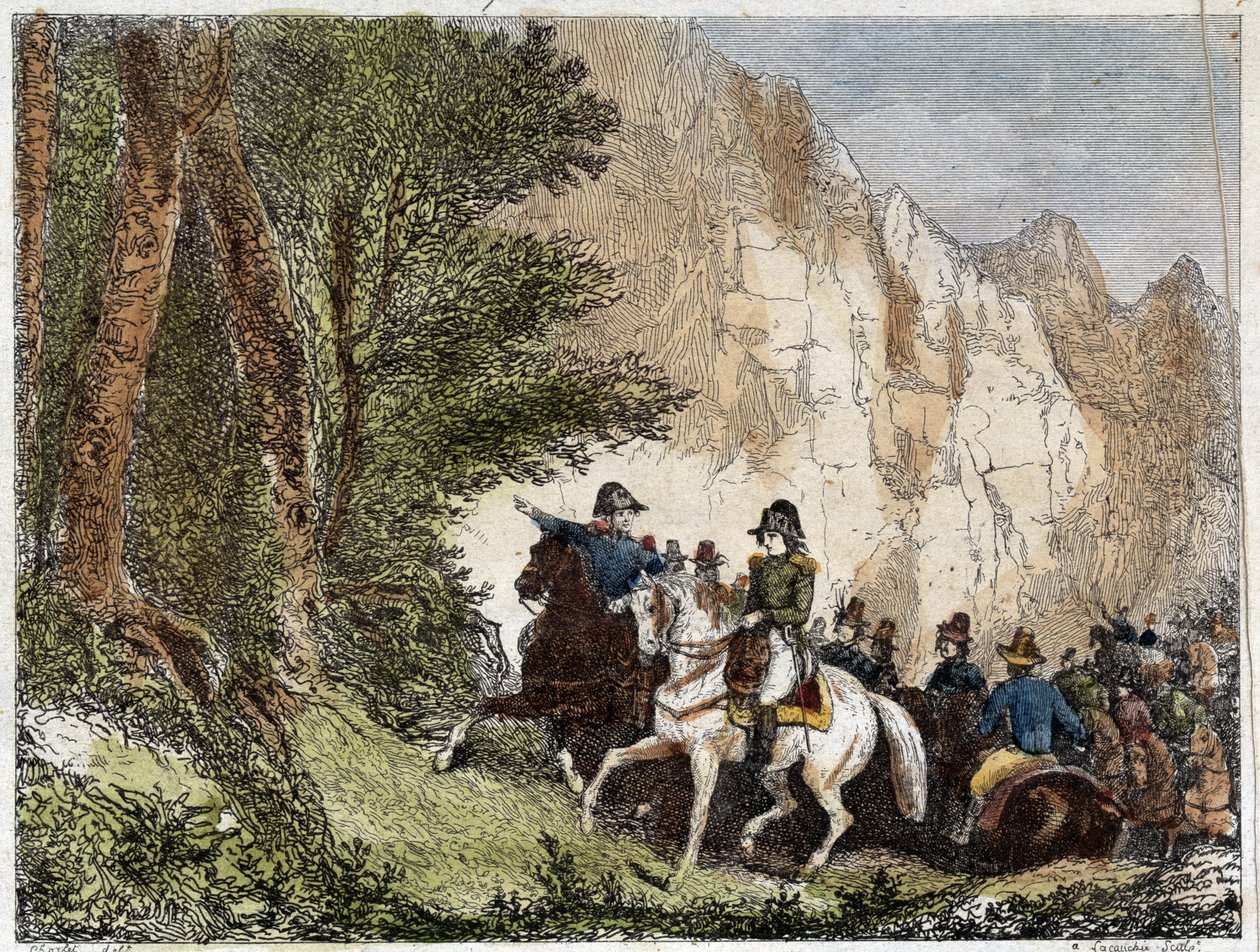 Bonaparte tábornok (I. Napóleon) és Pascal (Pasquale) Paoli (1725-1807), korzikai hazafi. Metszet 19. század alkotó: Unknown artist