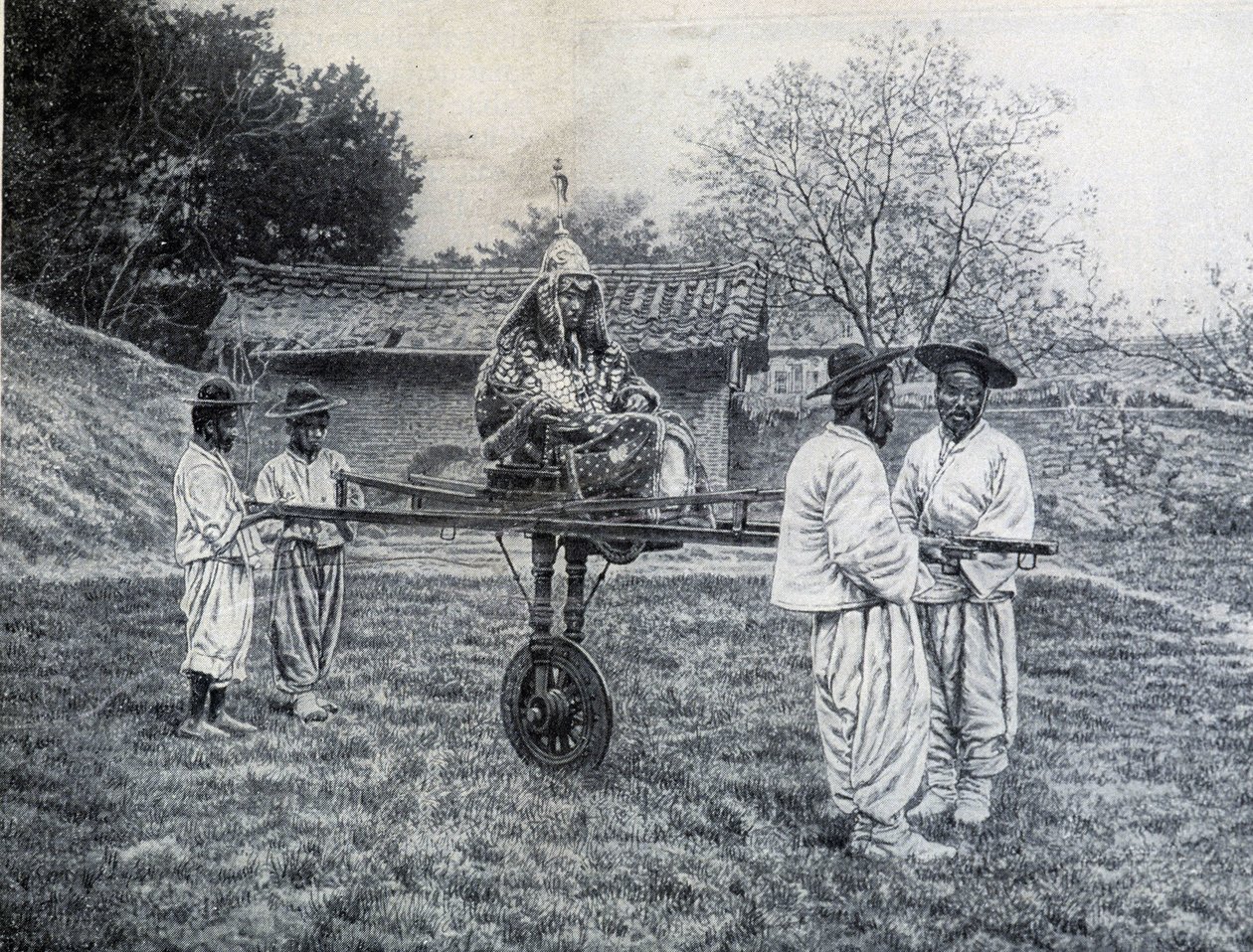 Korean tábornok egy széken, hogy ezt a birodalmi hallgatóság elé vigye alkotó: Unknown artist