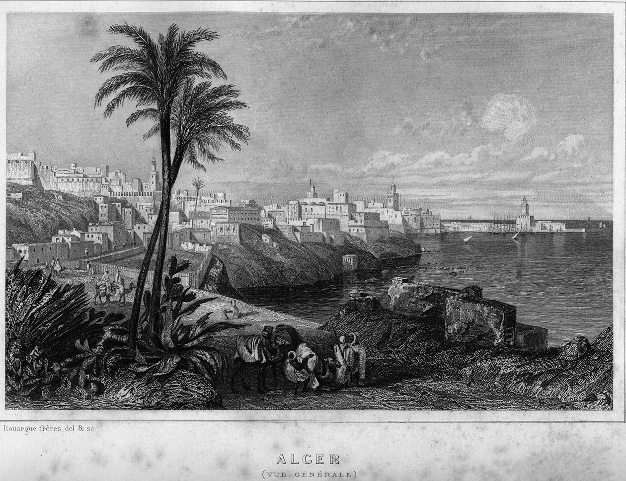 Algír általános képe a 19. században, Leon Galibert „Algerie ancienne et moderne” című könyvében alkotó: Unknown artist