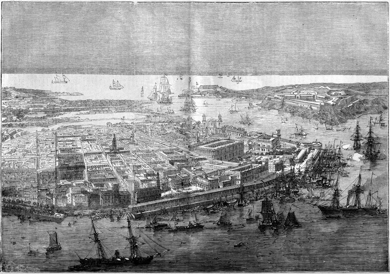 Havanna általános képe 1862-ben – a Jurien de la Graviere ellentengernagy által irányított francia hadosztály berendezése. alkotó: Unknown artist