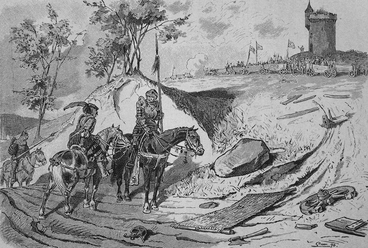 Német parasztháború (1524-1526): Parasztok szekerei Königshofenben, Németországban alkotó: Unknown artist