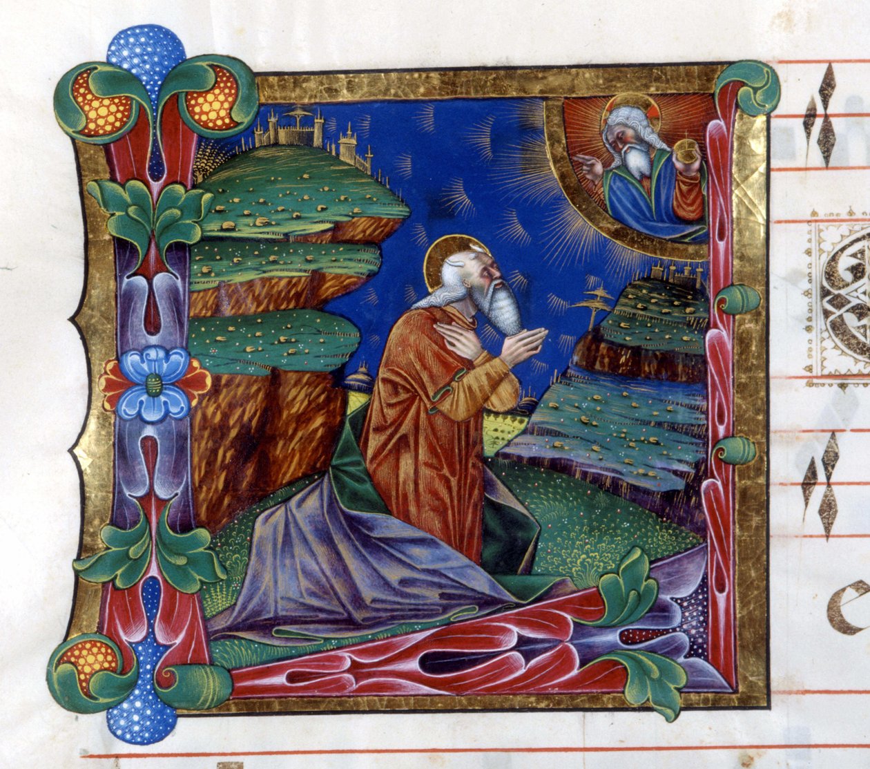 Isten megparancsolja Mózesnek, hogy küldje el Izrael népét Egyiptomból. Miniatűr egy 15. századi kórusból (Szent Ágoston „civitatis”). alkotó: Unknown artist