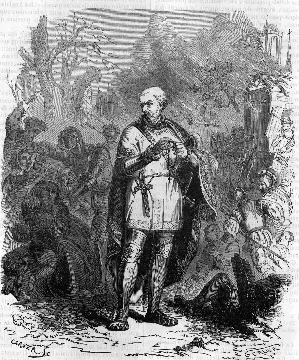 Isten mentsen meg minket Monsieur the conétable paenáitól! , Montmorency rendőrtisztje 1548 körül katonai hadjáratban. századi metszet. alkotó: Unknown artist