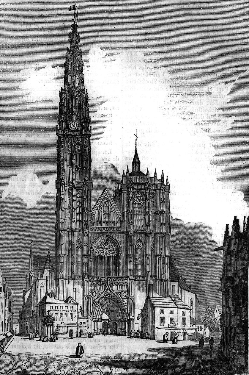 Gótikus építészet: kilátás a Cathedralle Notre Dame (Notre Dame) Antwerpen (gótikus stílusban) alkotó: Unknown artist