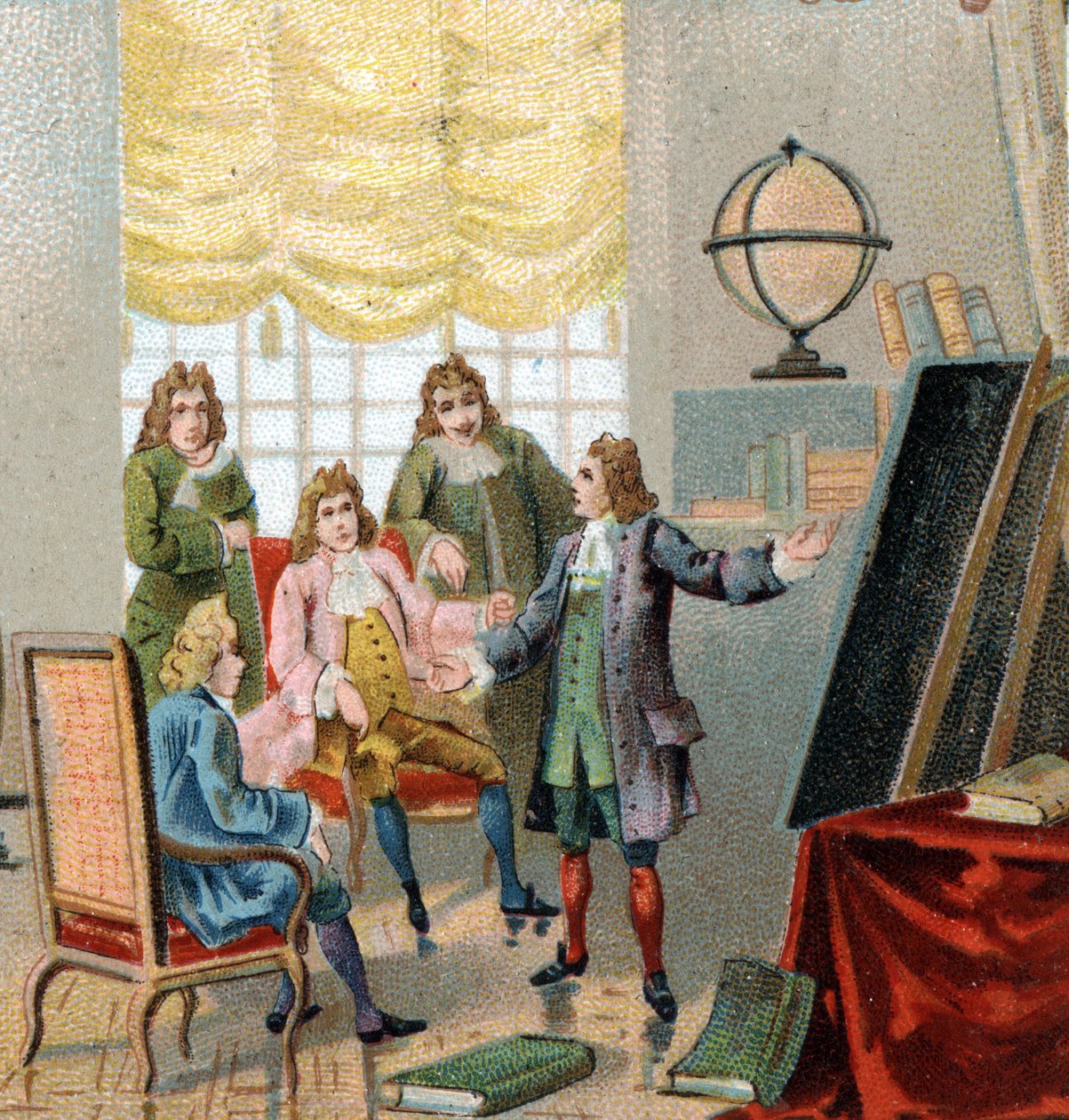 Gottfried Wilhelm Leibniz (1646-1716), német filozófus és matematikus; bemutatva elméleteit a differenciálszámításról. Kromolitográfia, 19. század vége. alkotó: Unknown artist