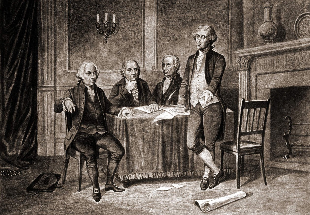 Morris kormányzó (1752-1816), Adams, Hamilton és Jefferson társaságában. alkotó: Unknown artist