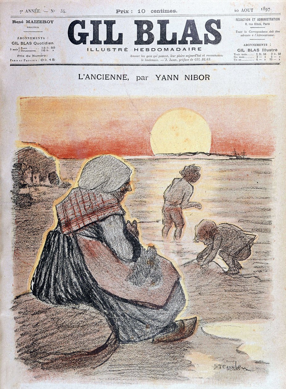 Nagymama és gyerekek a lenyugvó napon, „Gil Blas” augusztus 20 alkotó: Unknown artist