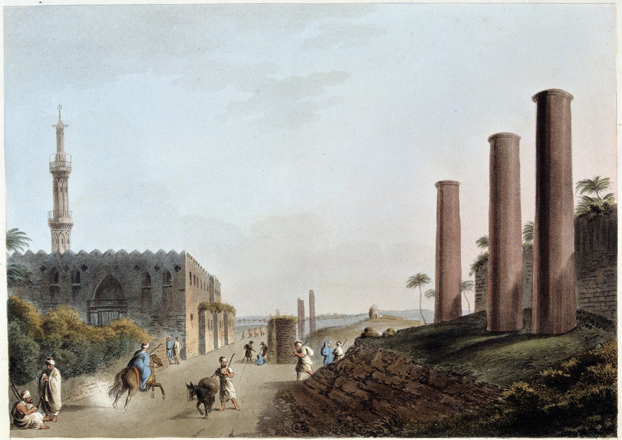 Gránitoszlopok a canopus portikuszán az ókori Alexandriában - „Kilátások Egyiptomban, Palesztinában és az Oszmán Birodalom más részein” alkotó: Unknown artist